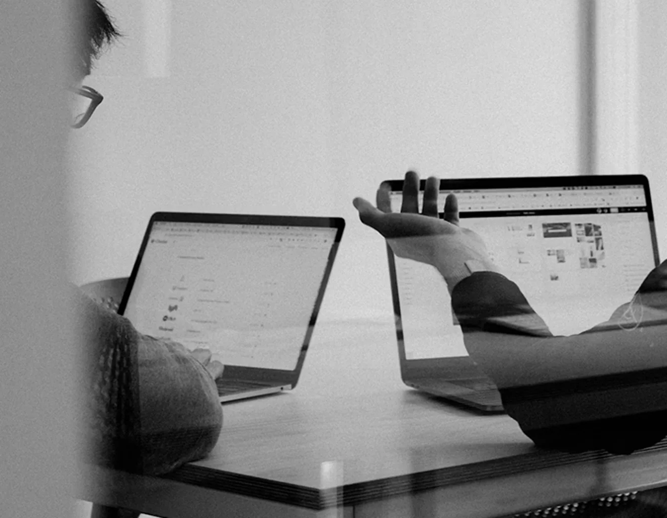 Studio workspace with laptops